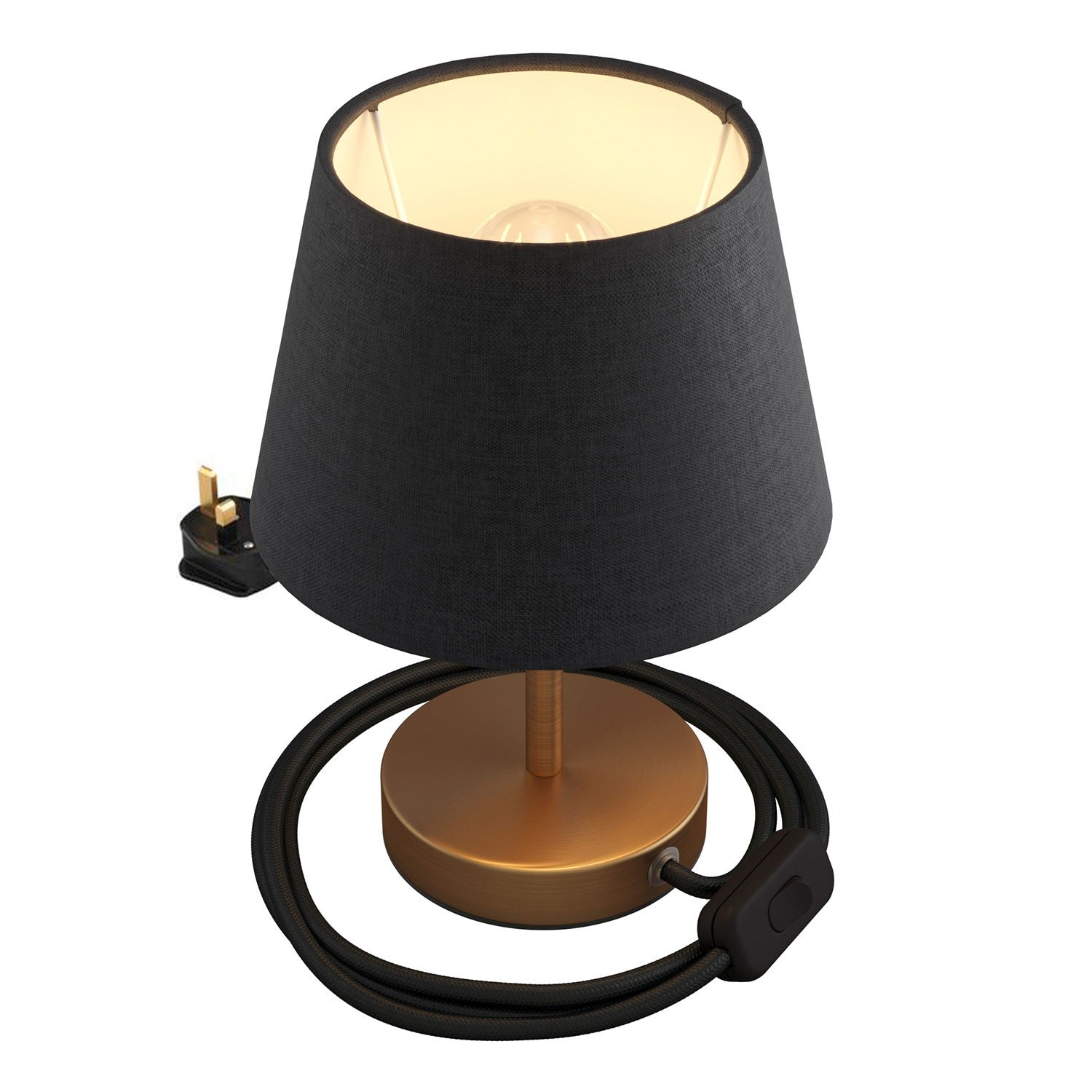 Kovová stolní lampa Alzaluce Impero s textilním stínidlem Ø 200 mm, E27, max 77 W