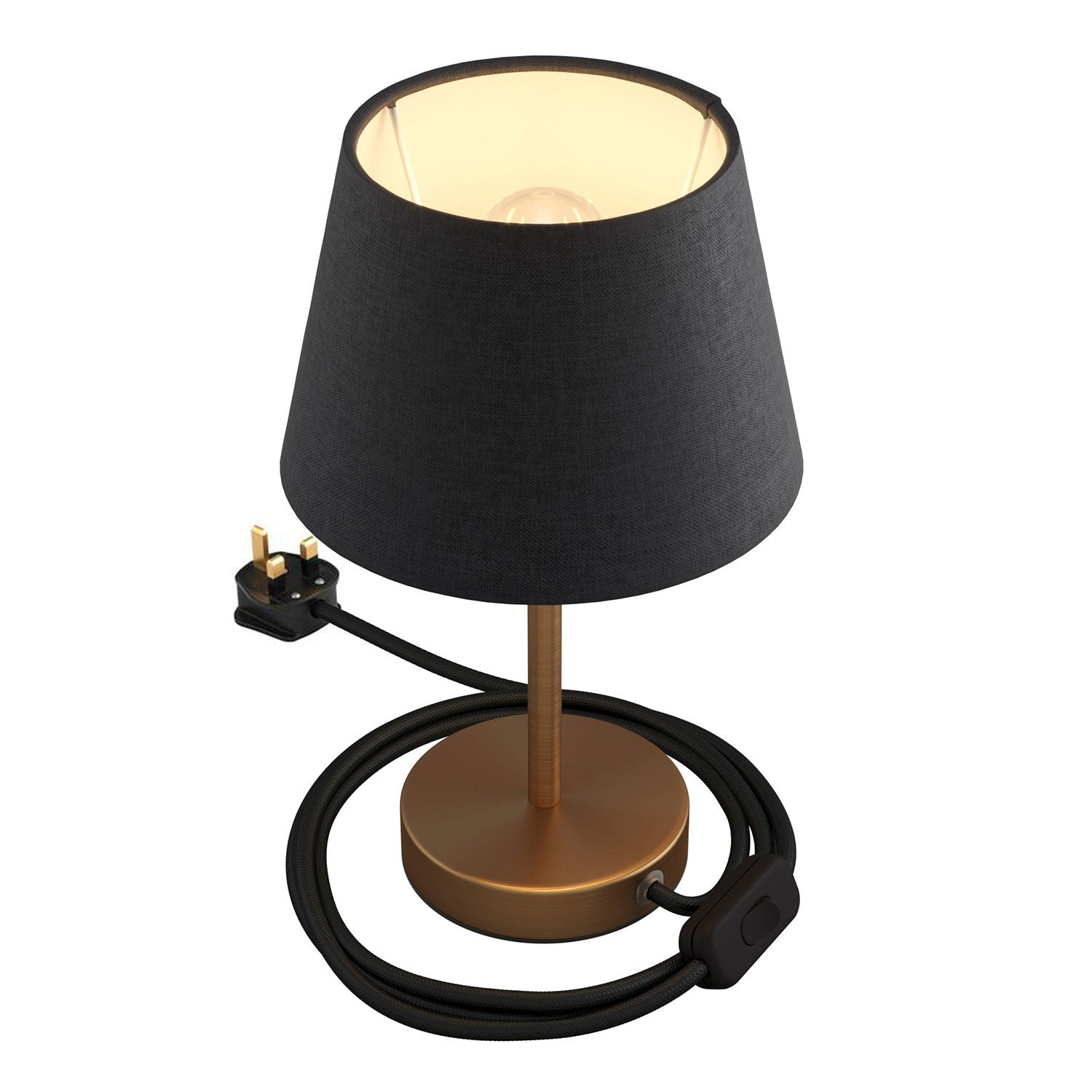 Kovová stolní lampa Alzaluce Impero s textilním stínidlem Ø 200 mm, E27, max 77 W