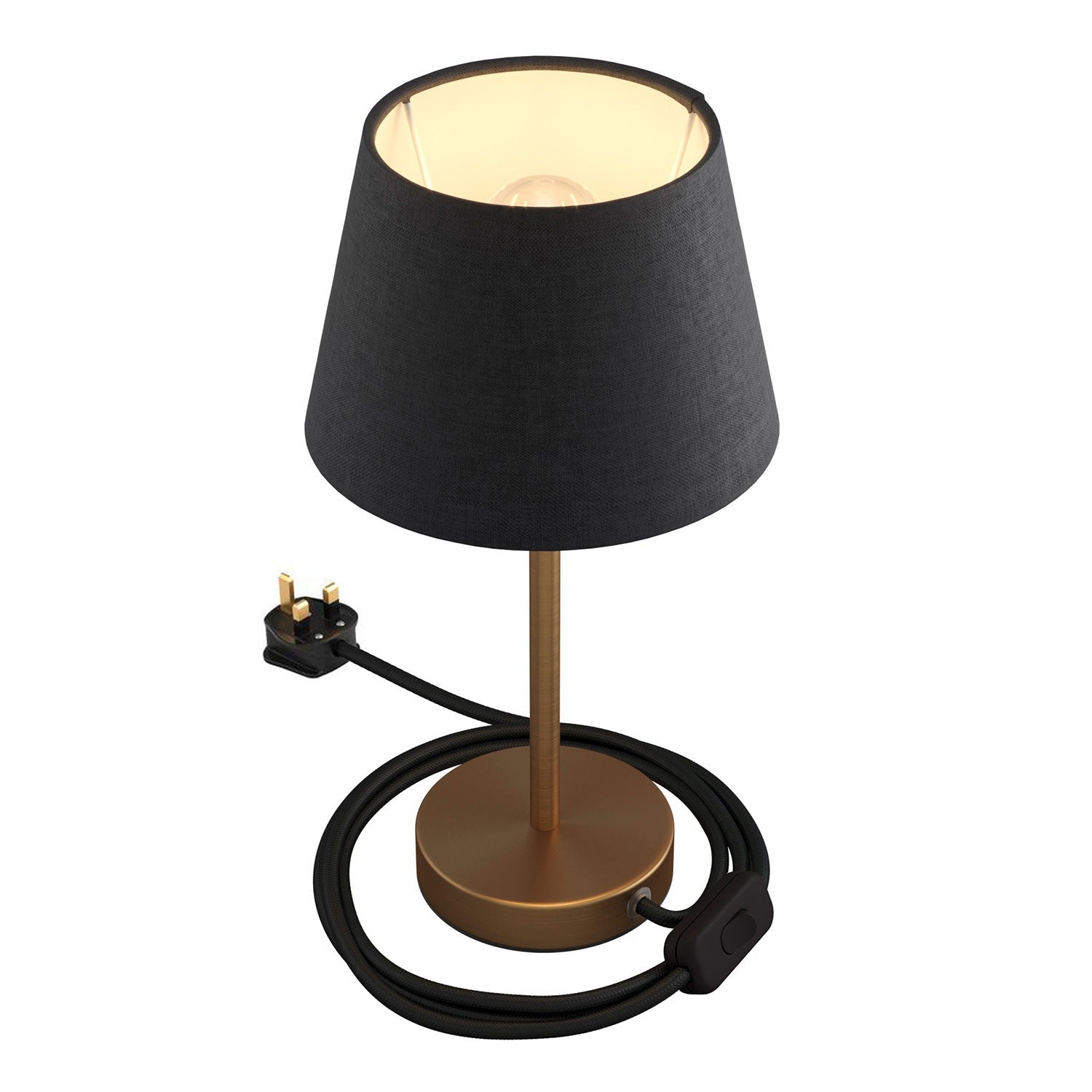 Kovová stolní lampa Alzaluce Impero s textilním stínidlem Ø 200 mm, E27, max 77 W