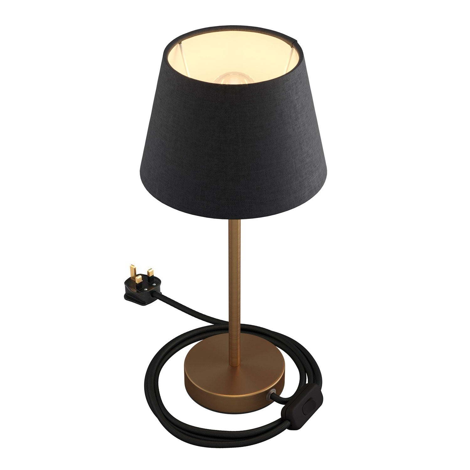 Kovová stolní lampa Alzaluce Impero s textilním stínidlem Ø 200 mm, E27, max 77 W