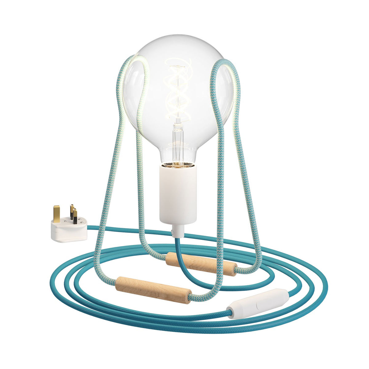 Kovová stolní lampa Taché s bukovou nohou a stmívatelnou LED žárovkou 4W