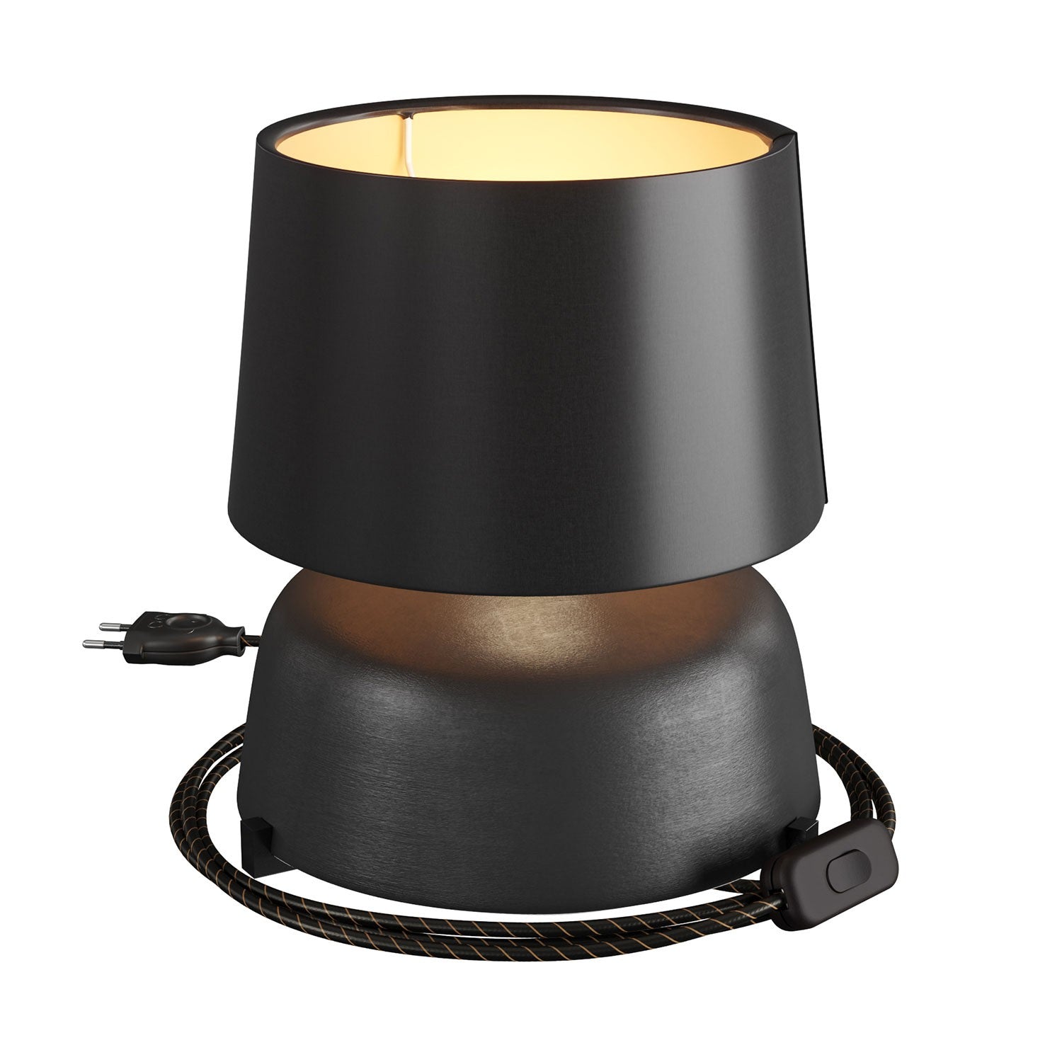 Keramická stolní lampa Coppa s textilním kabelem, průměr 240 mm, výška 140 mm