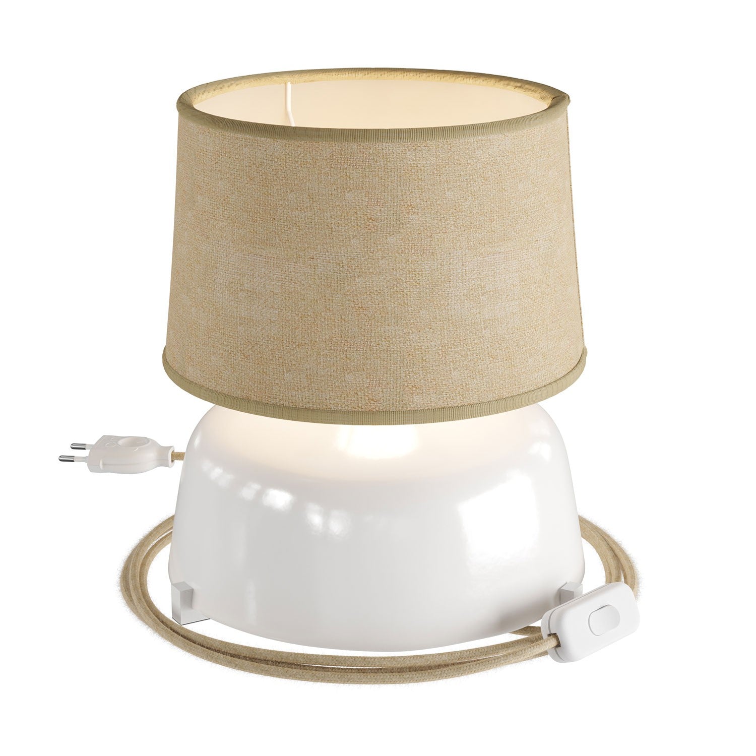 Keramická stolní lampa Coppa s textilním kabelem, průměr 240 mm, výška 140 mm