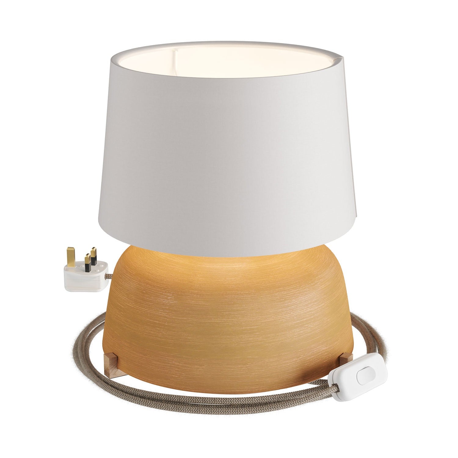 Keramická stolní lampa Coppa s textilním kabelem, průměr 240 mm, výška 140 mm