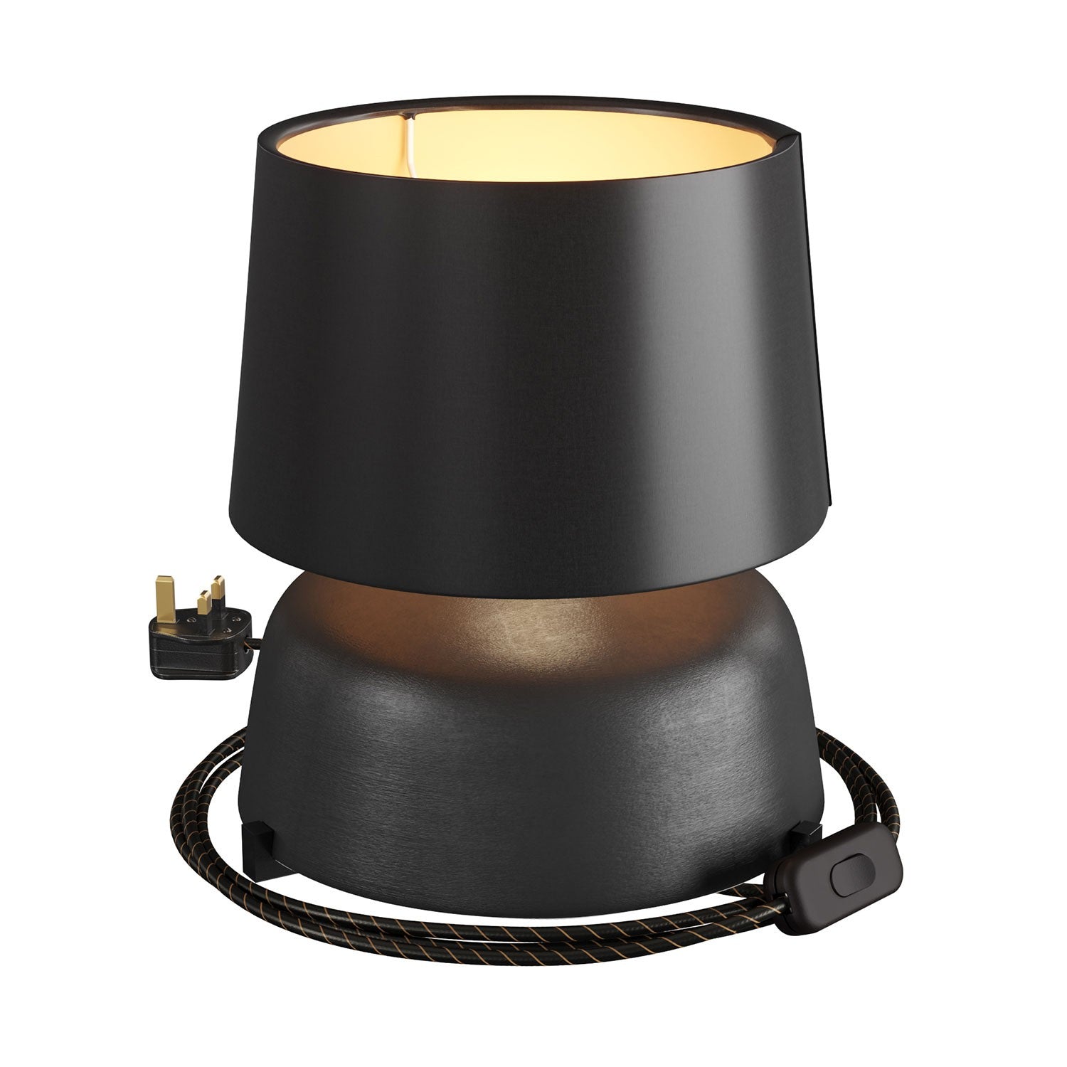 Keramická stolní lampa Coppa s textilním kabelem, průměr 240 mm, výška 140 mm