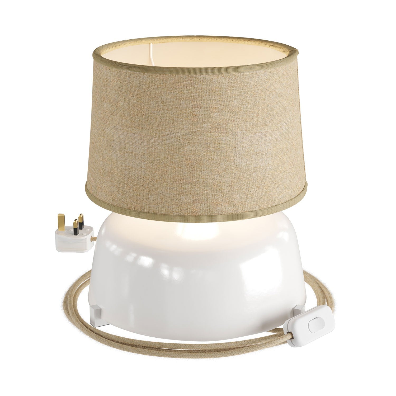 Keramická stolní lampa Coppa s textilním kabelem, průměr 240 mm, výška 140 mm
