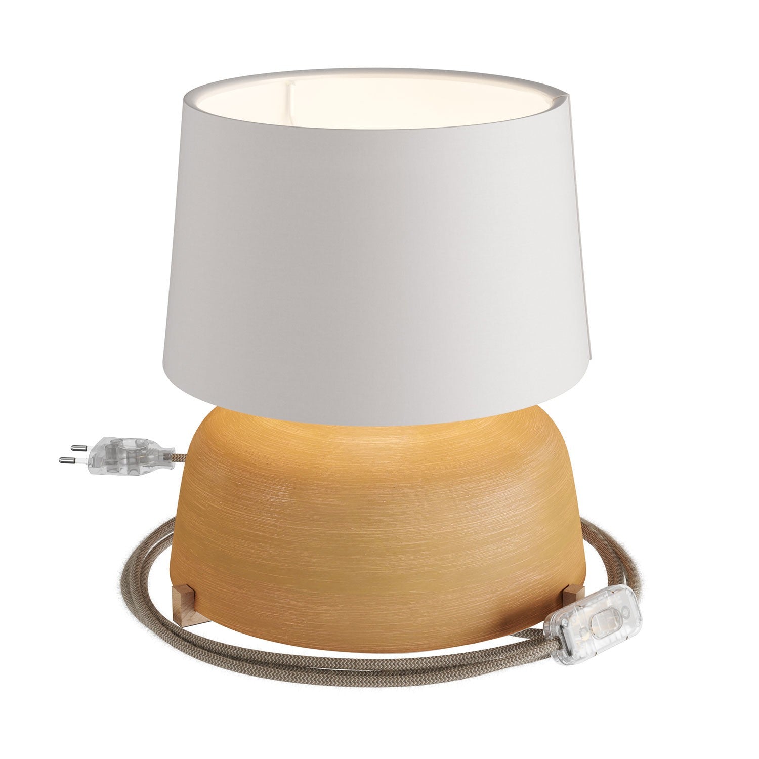 Keramická stolní lampa Coppa s textilním kabelem, průměr 240 mm, výška 140 mm