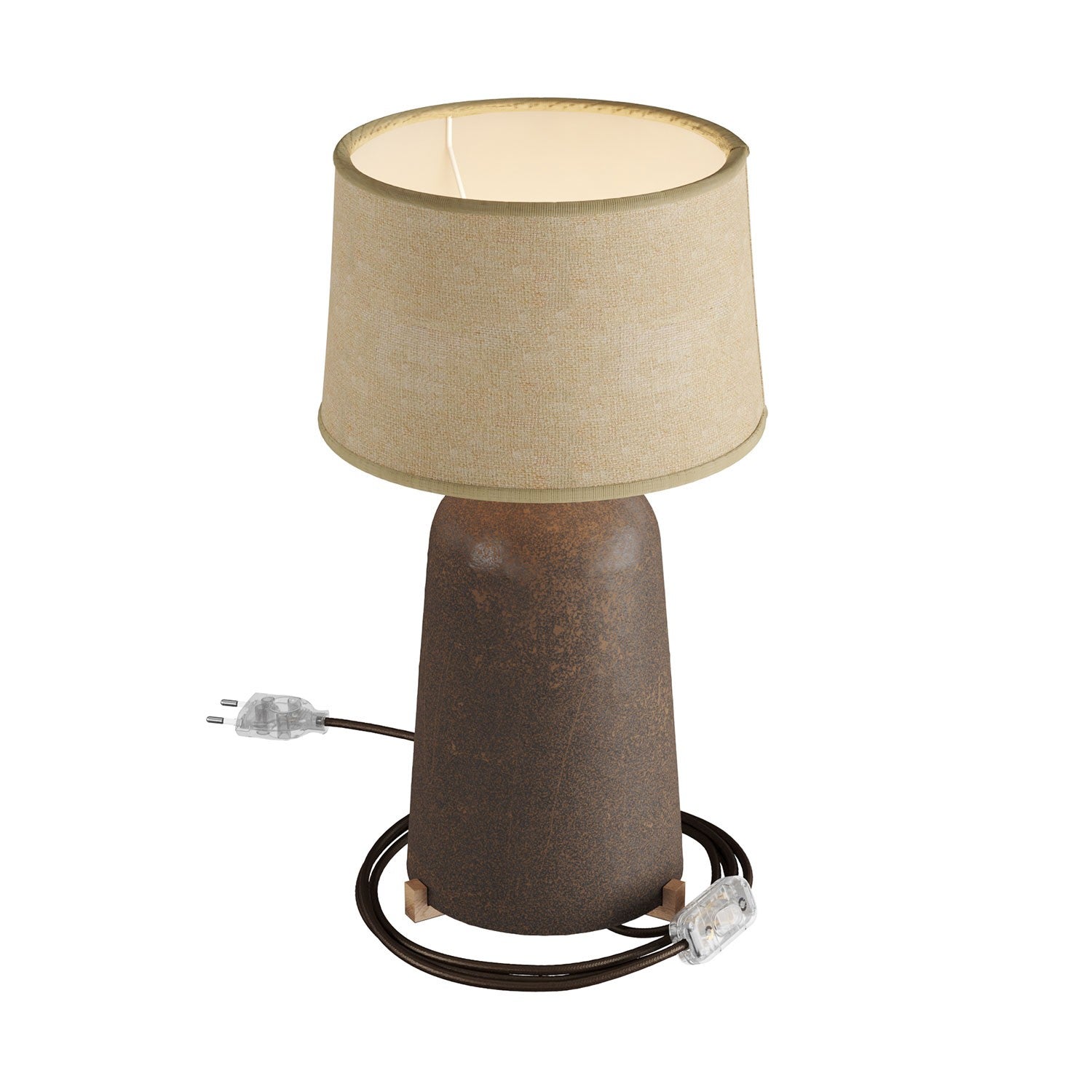 Keramická stolní lampa Bottiglia s textilním stínidlem Athena, E27, 7W, výška 280 mm