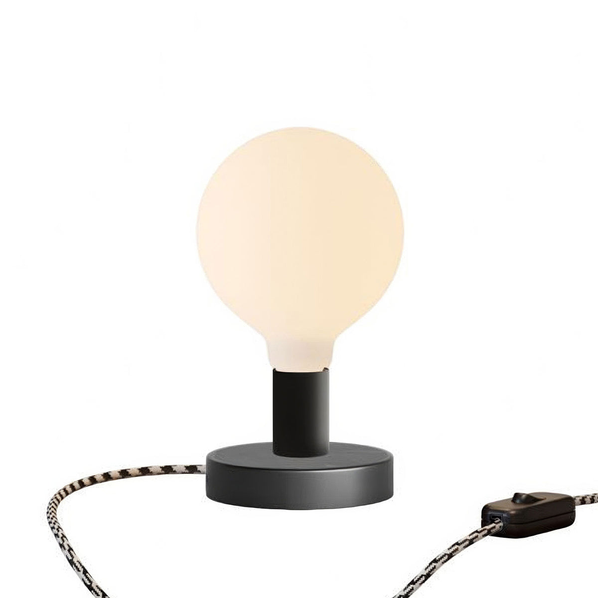 Kovová stolní lampička Glóbus Posaluce, průměr 12 cm, výška 8,5 cm, E27, max 77 W