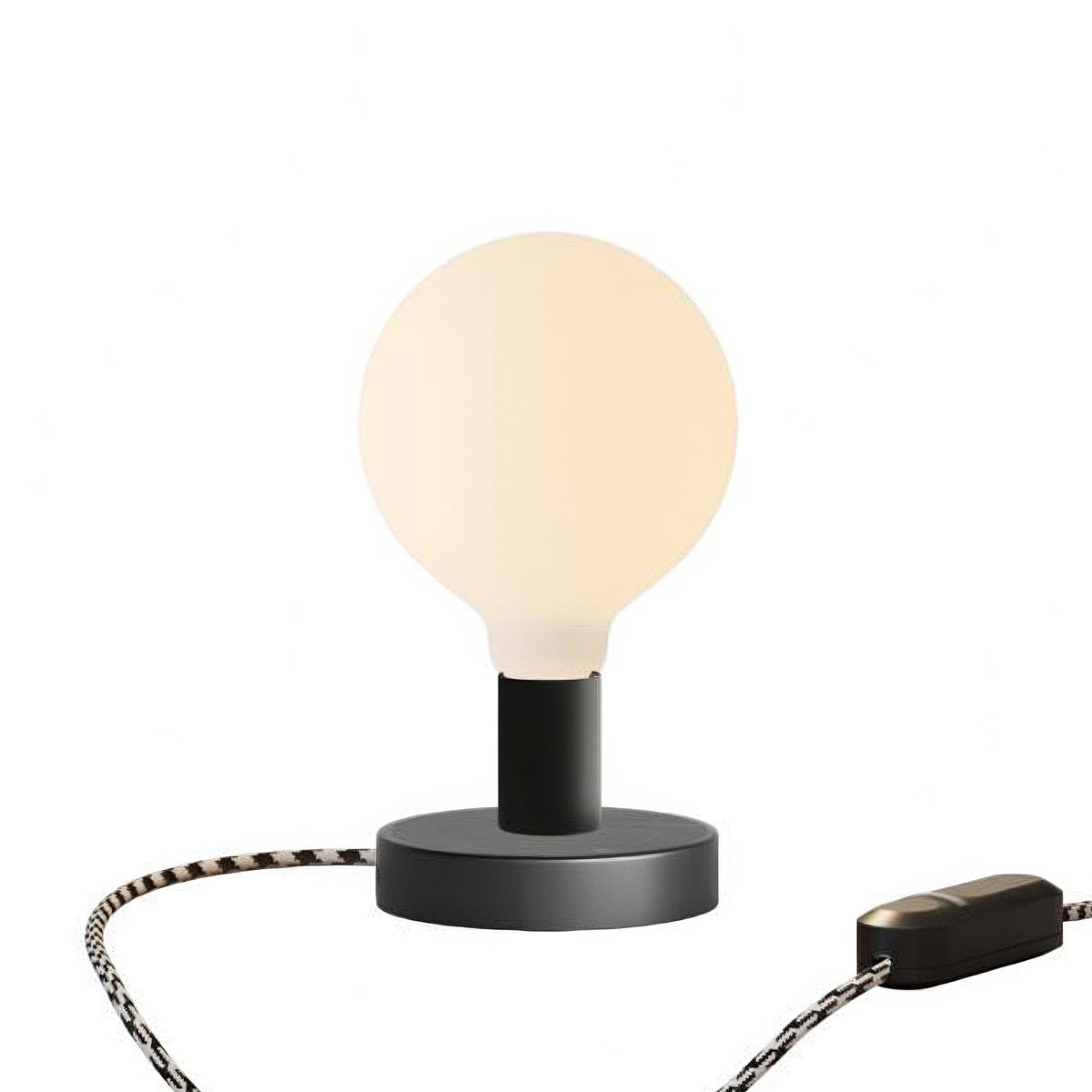 Kovová stolní lampička Glóbus Posaluce, průměr 12 cm, výška 8,5 cm, E27, max 77 W