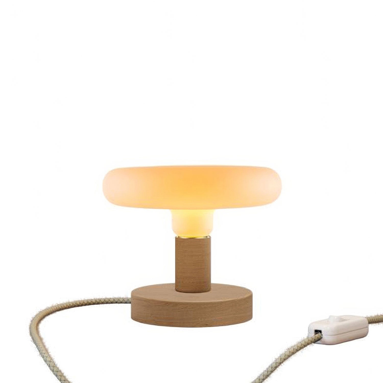 Dřevěná stolní lampička Posaluce Disk, průměr 12 cm, výška 9,7 cm, E27 max 70 W