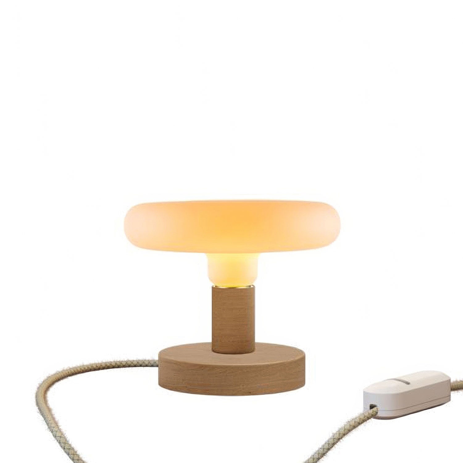 Dřevěná stolní lampička Posaluce Disk, průměr 12 cm, výška 9,7 cm, E27 max 70 W
