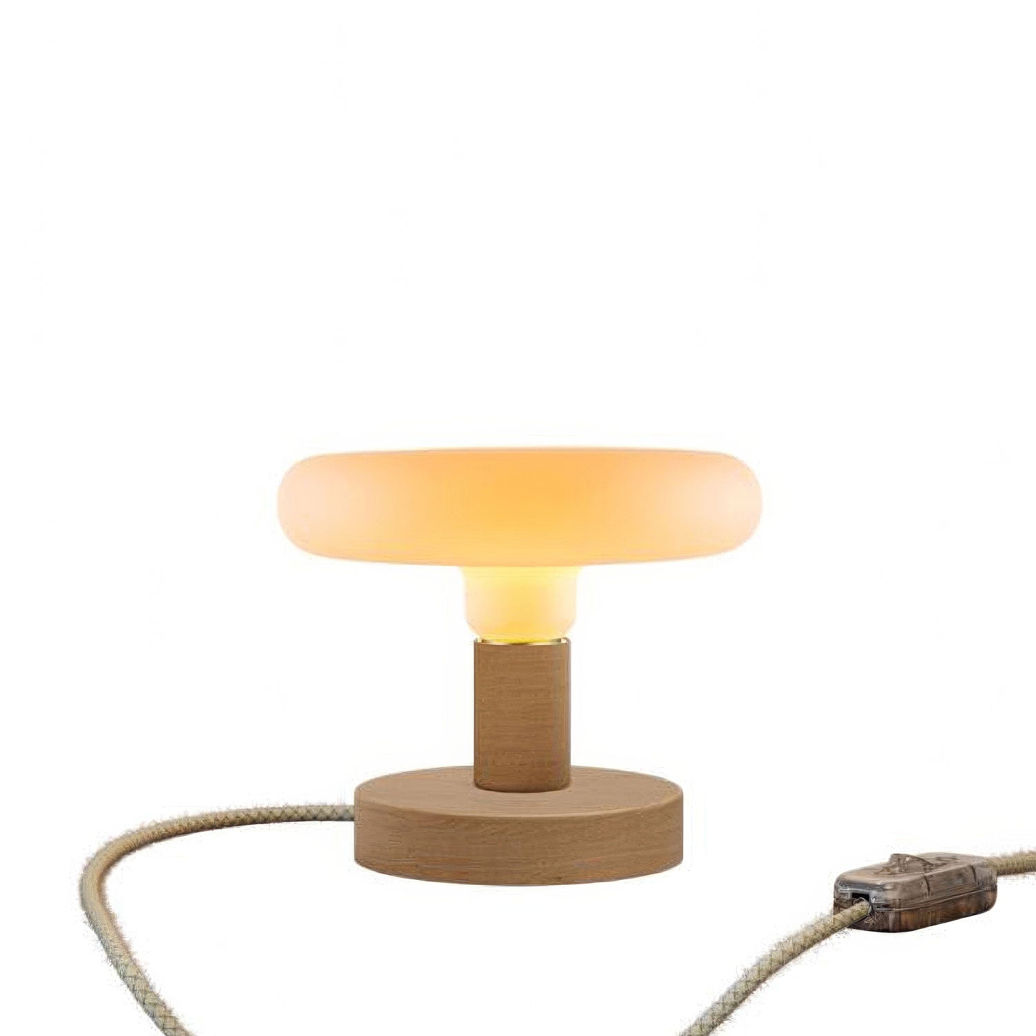 Dřevěná stolní lampička Posaluce Disk, průměr 12 cm, výška 9,7 cm, E27 max 70 W