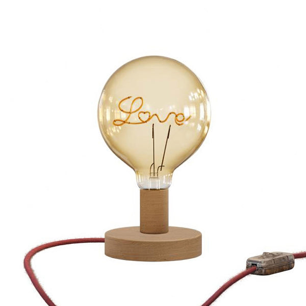 Dřevěná stolní lampa Posaluce Love, průměr 12 cm, E27 max 70 W
