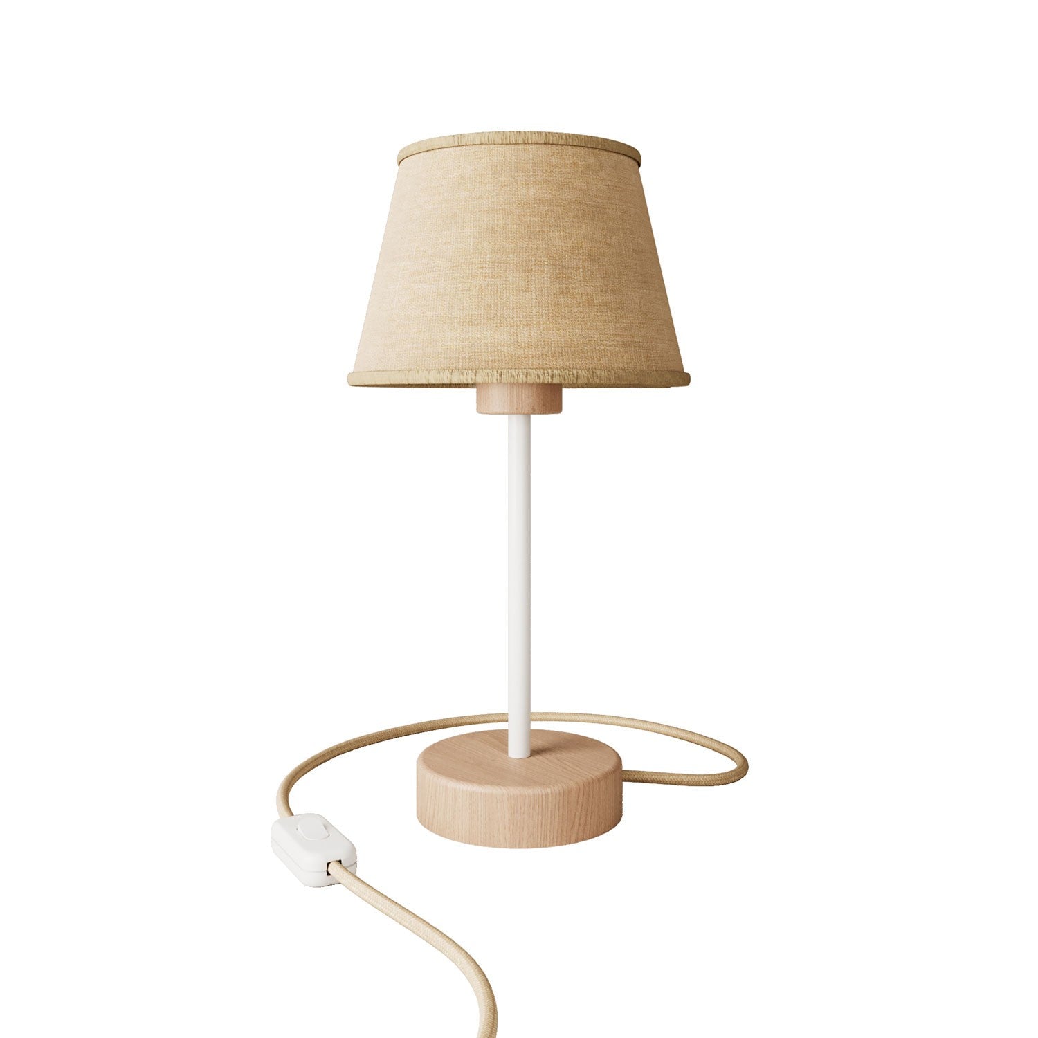 Dřevěná stolní lampa Impero s textilním stínidlem Ø 20 cm, max 70 W