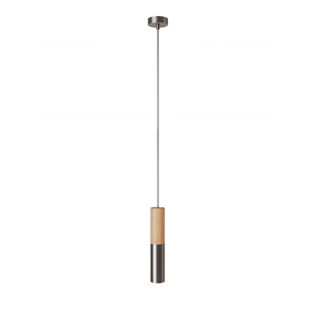 Závěsná lampa Tub s dřevěným a kovovým stínidlem, 190 cm kabelu, E14