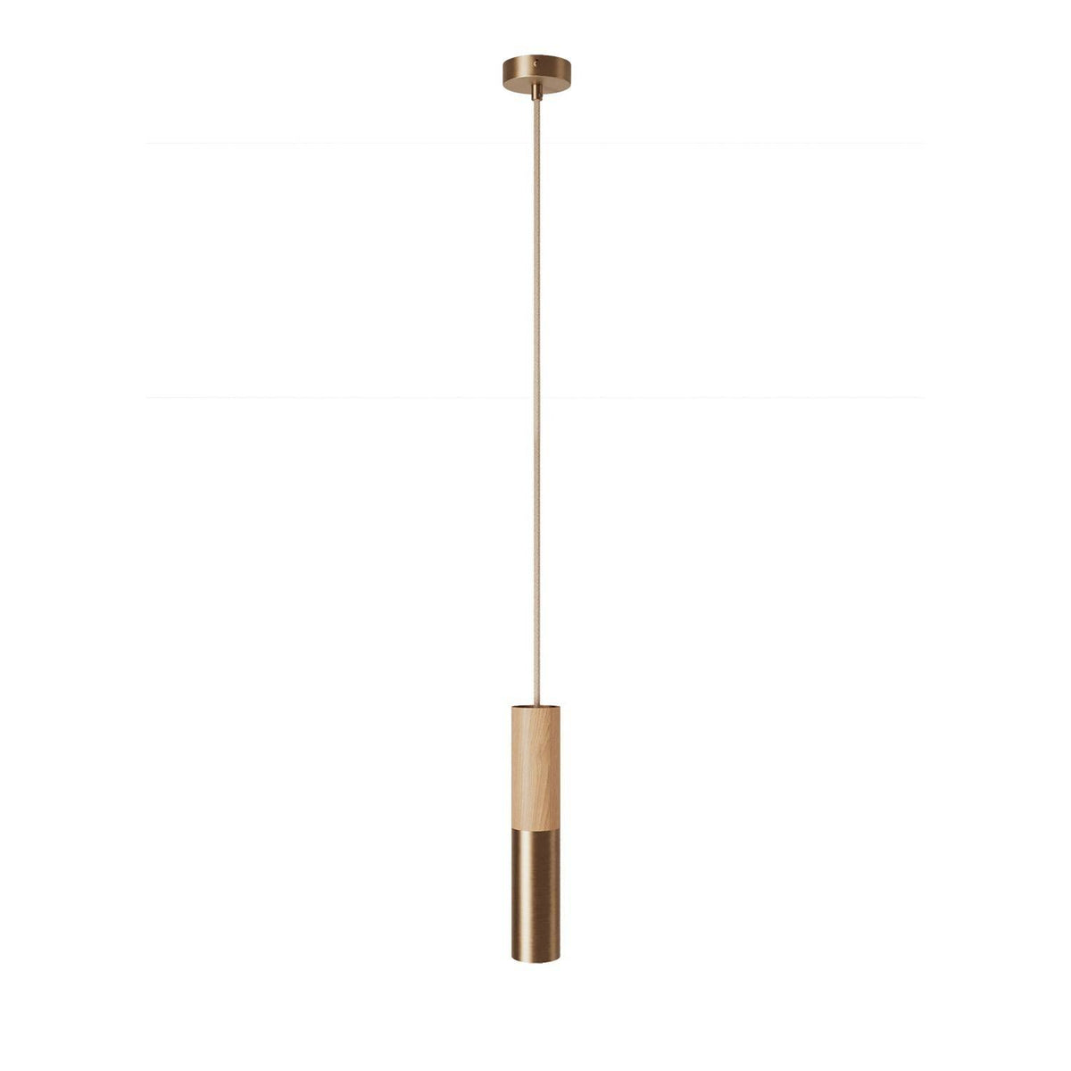 Závěsná lampa Tub s dřevěným a kovovým stínidlem, 190 cm kabelu, E14