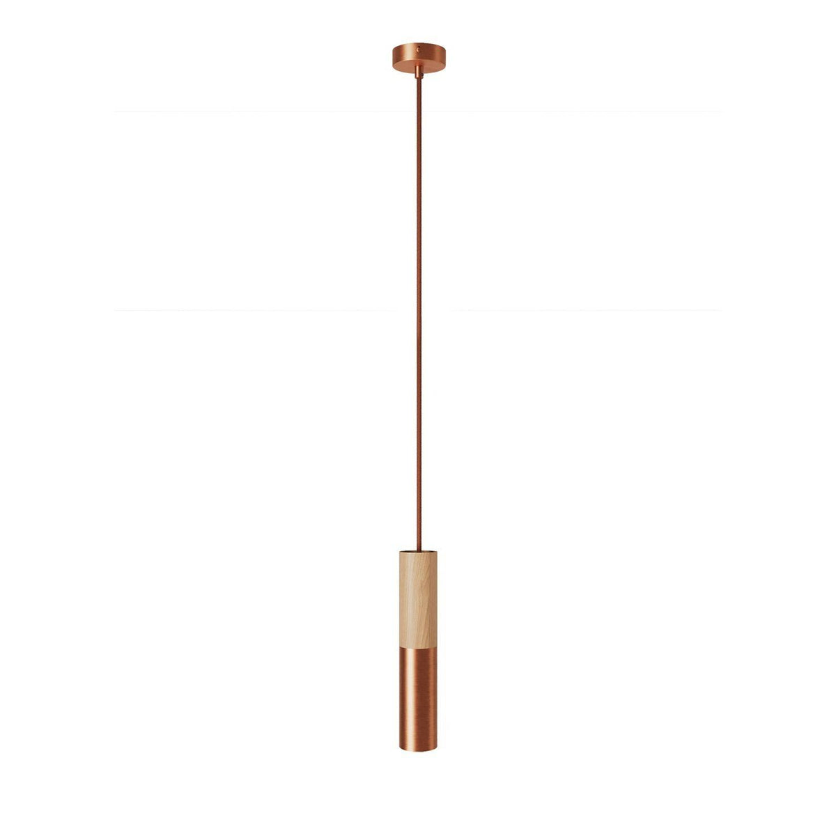 Závěsná lampa Tub s dřevěným a kovovým stínidlem, 190 cm kabelu, E14