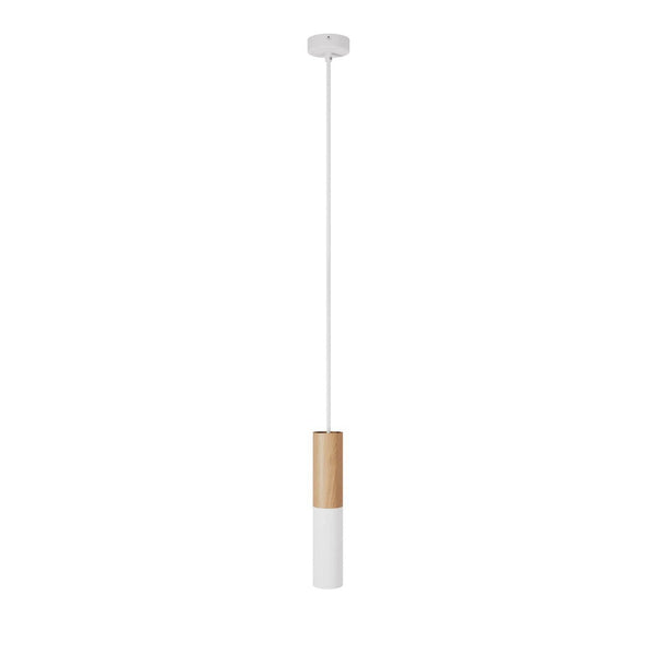 Závěsná lampa Tub s dřevěným a kovovým stínidlem, 190 cm kabelu, E14