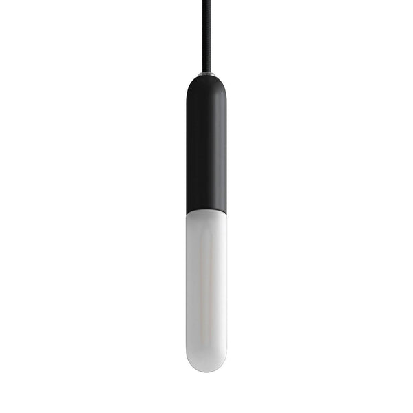 Závěsná lampa E14 s černým textilním kabelem a stmívatelným LED zdrojem 4W, 400 Lm