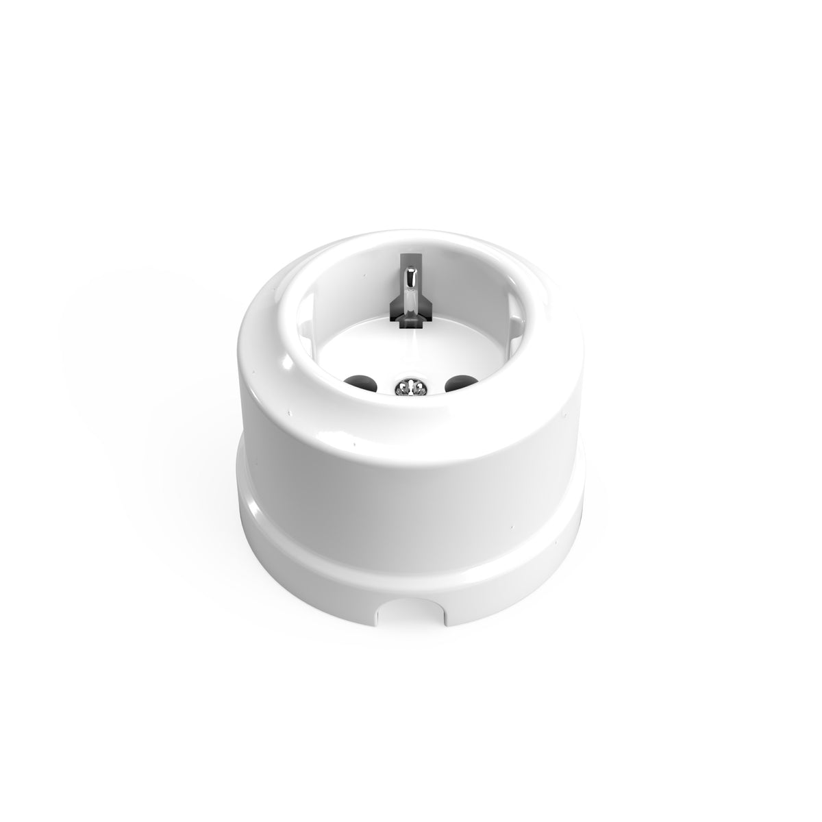 Porcelánová Schuko zásuvka 16A, černá/bílá, Ø 65 mm