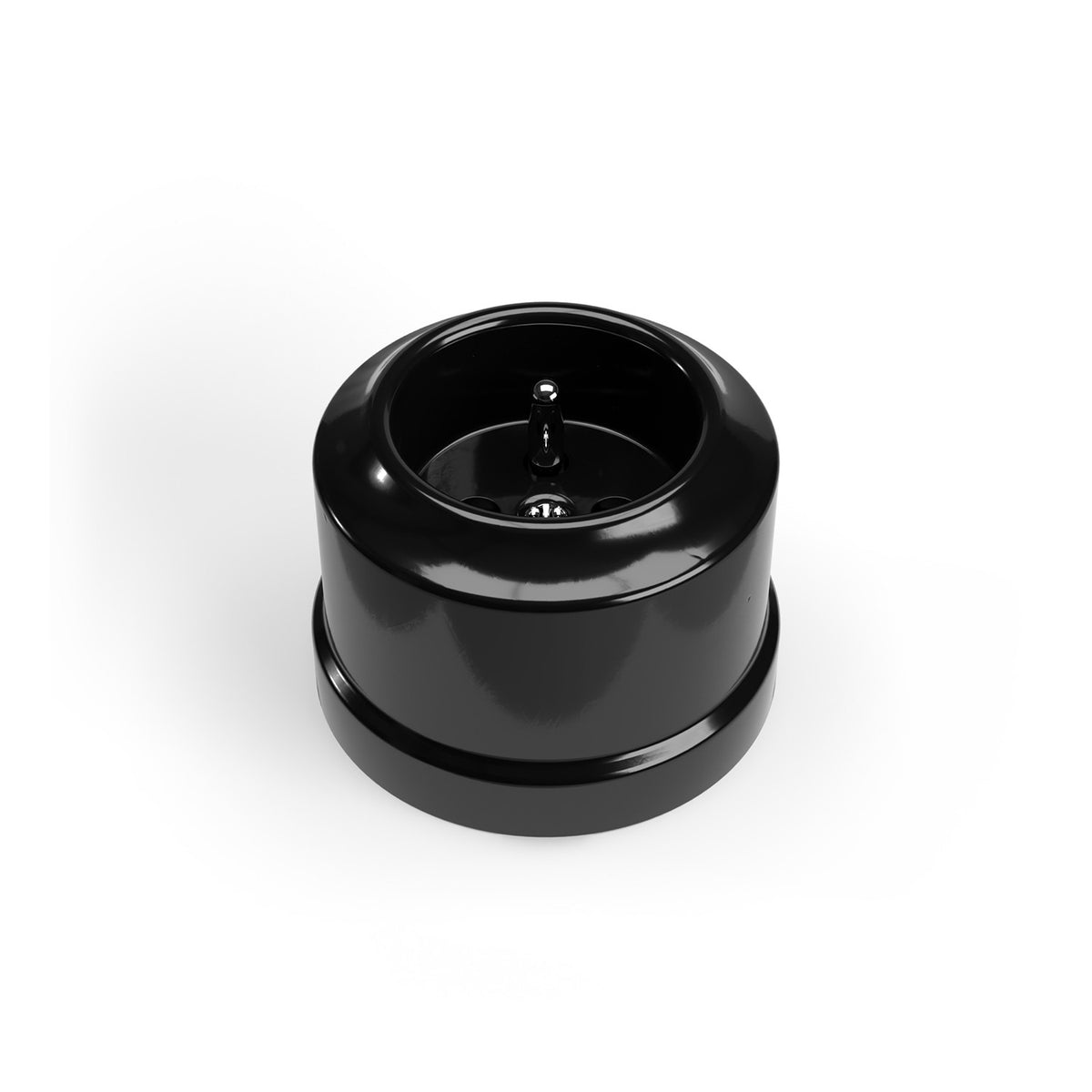 Francouzská keramická zásuvka na zeď 2P+T 16A, černá/bílá, Ø 65 mm