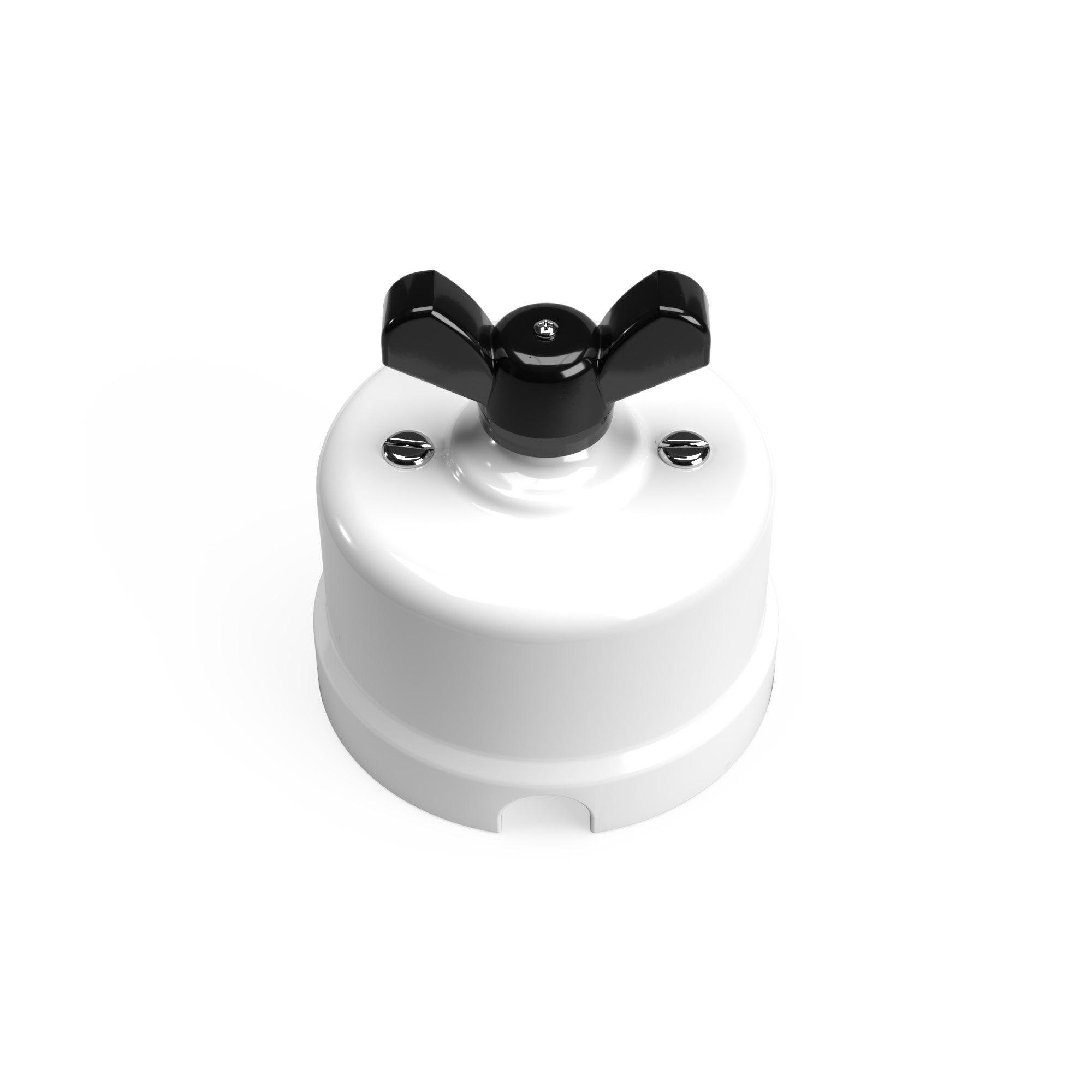 Bílý porcelánový přepínač/rozbočovač 10AX250V s motýlkovou maticí