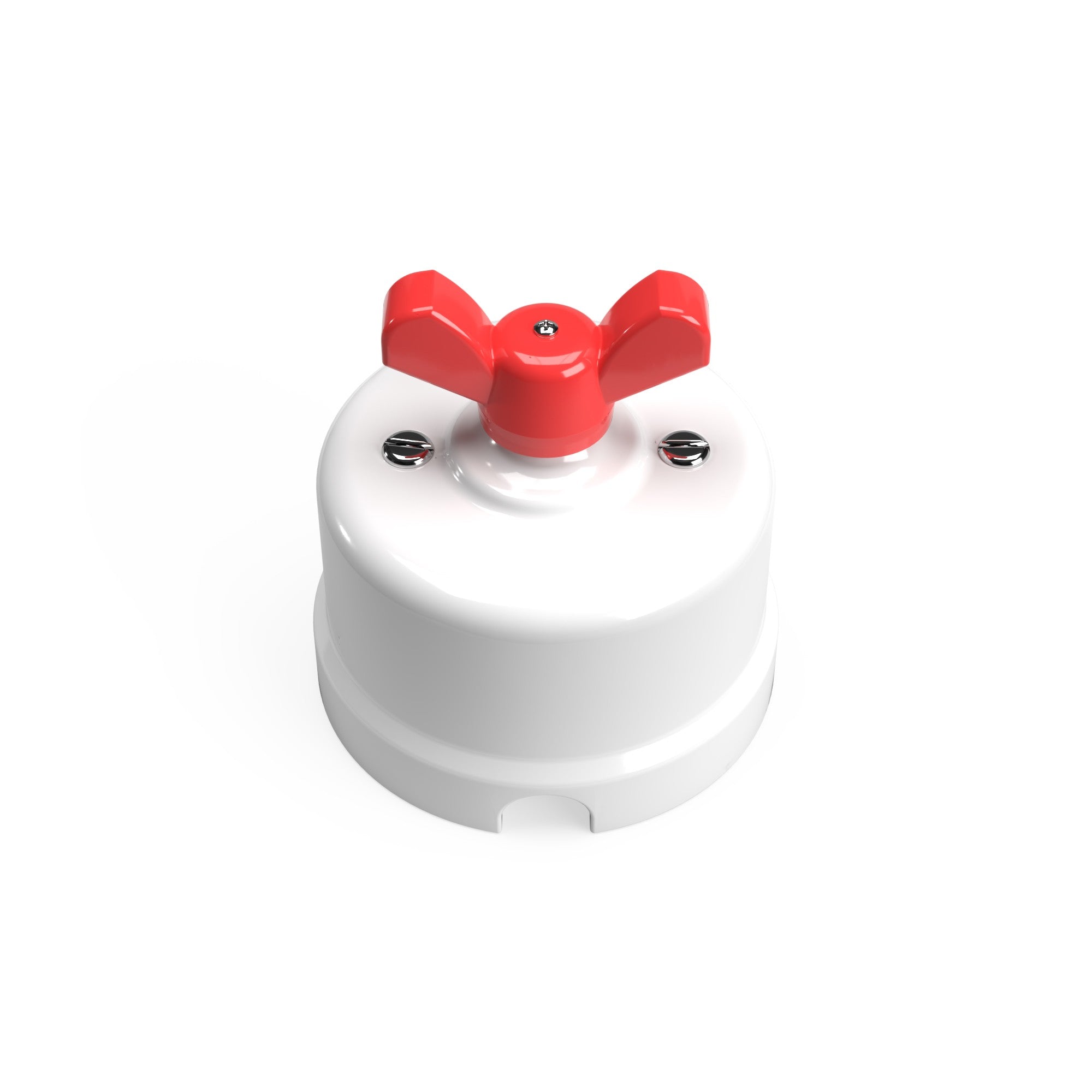 Bílý porcelánový přepínač/rozbočovač 10AX250V s motýlkovou maticí