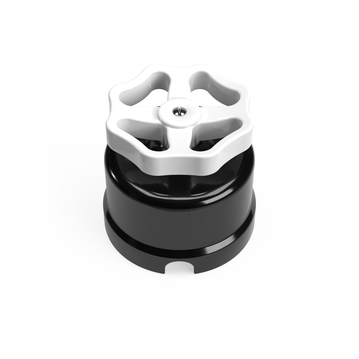 Černý porcelánový spínač s knoflíkem 10AX250V, Ø 66,5 mm