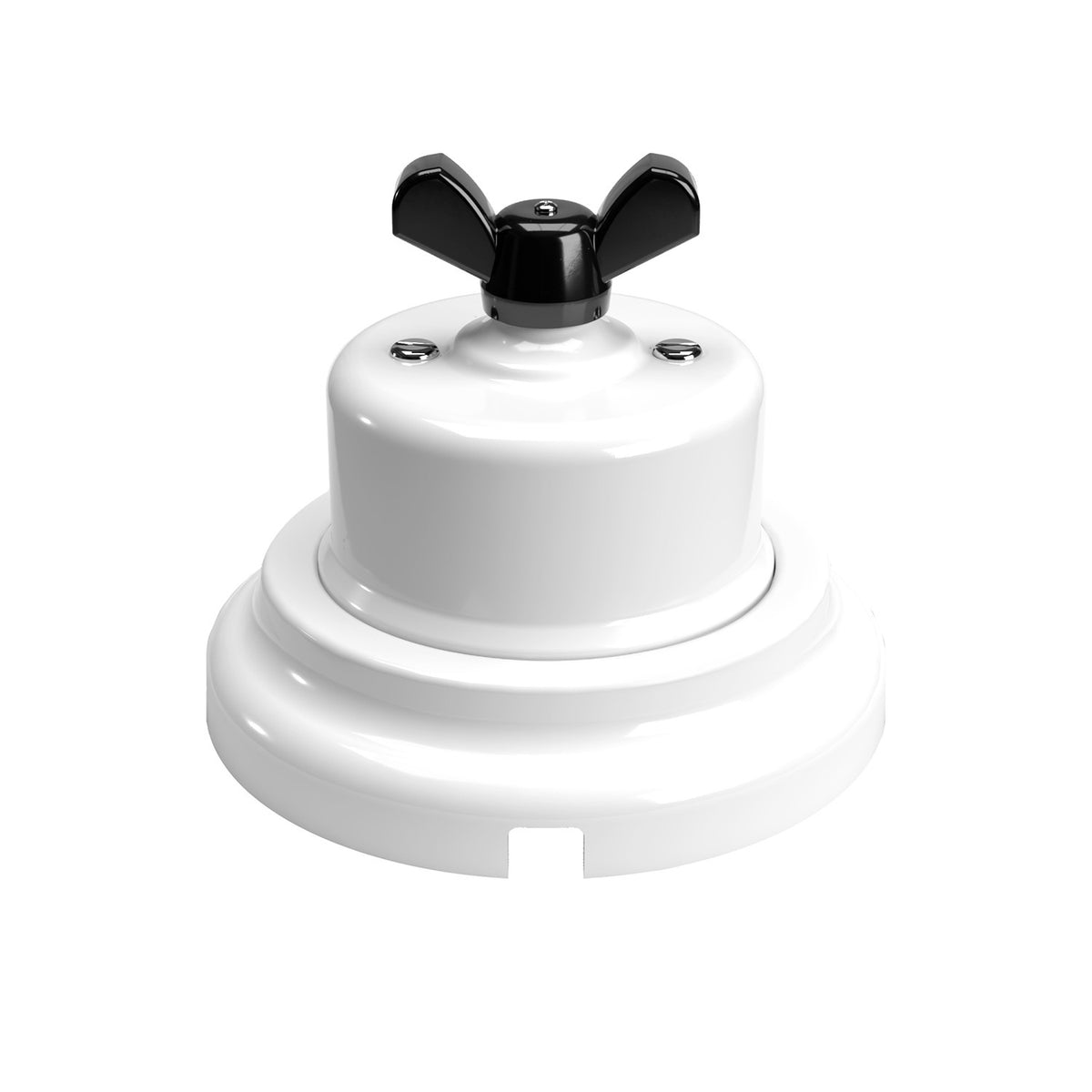 Sada stěnového přepínače s motýlovým kolečkem a bílou porcelánovou základnou, Ø 66,5 mm, 10AX250V