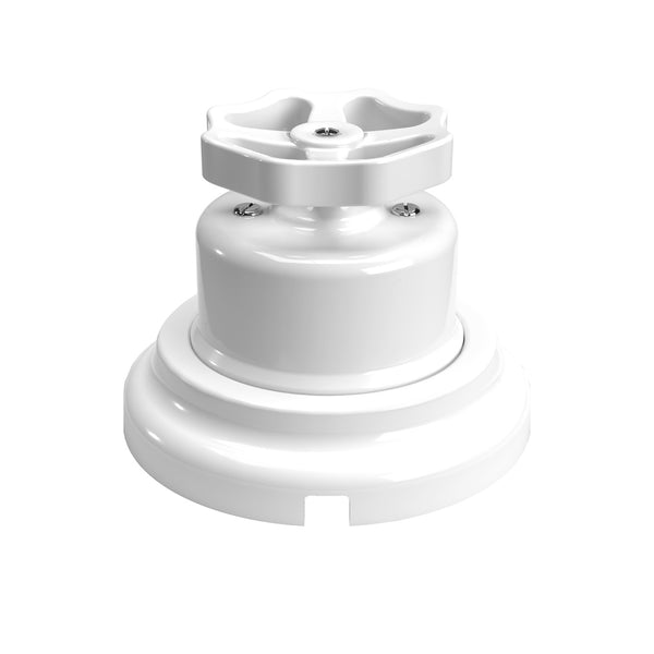 Sada vypínače/přepínače 10AX250V s bílou porcelánovou rukojetí Ø 66,5 mm