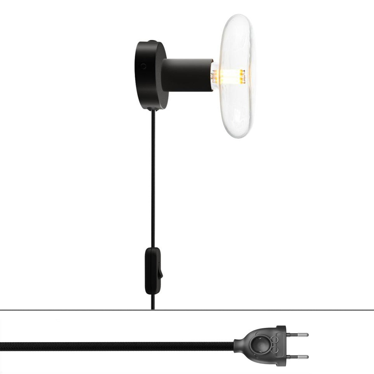 Spostaluce, nástěnná kovová lampa E27, max 53 W, 210 cm kabelu