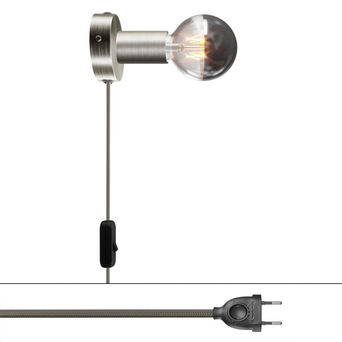 Spostaluce, nástěnná kovová lampa E27, max 53 W, 210 cm kabelu