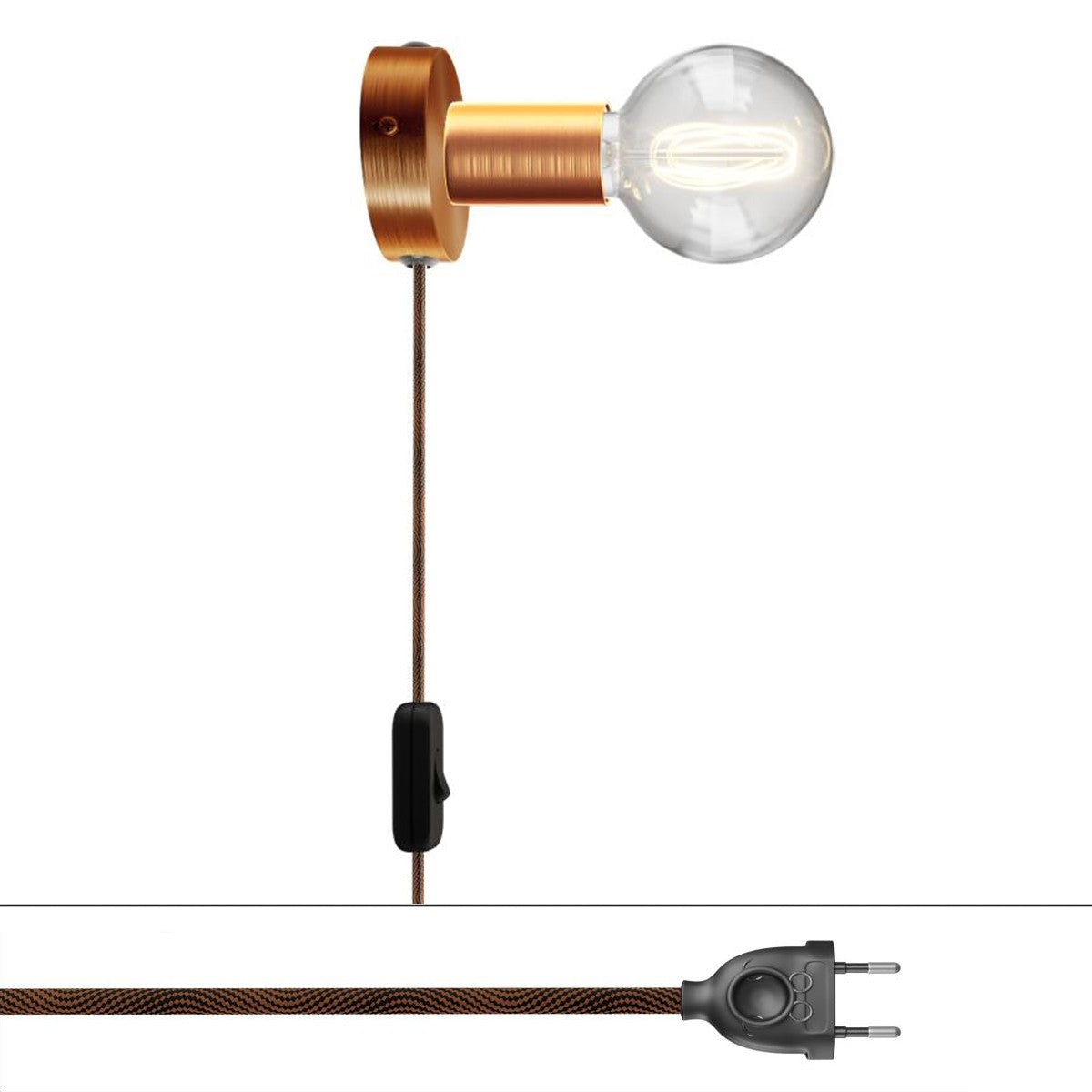 Spostaluce, nástěnná kovová lampa E27, max 53 W, 210 cm kabelu