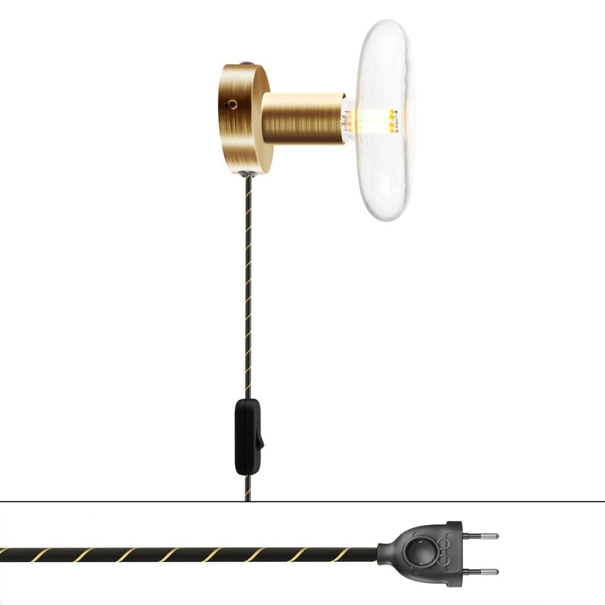 Spostaluce, nástěnná kovová lampa E27, max 53 W, 210 cm kabelu