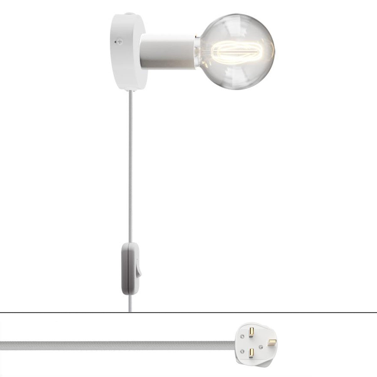 Spostaluce, nástěnná kovová lampa E27, max 53 W, 210 cm kabelu