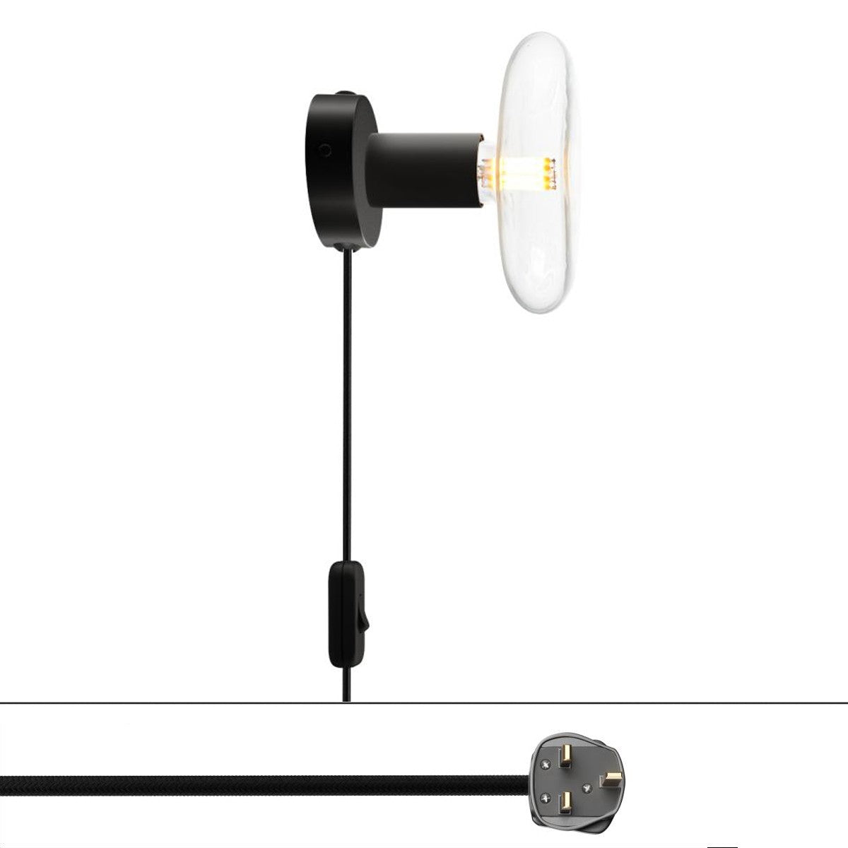 Spostaluce, nástěnná kovová lampa E27, max 53 W, 210 cm kabelu