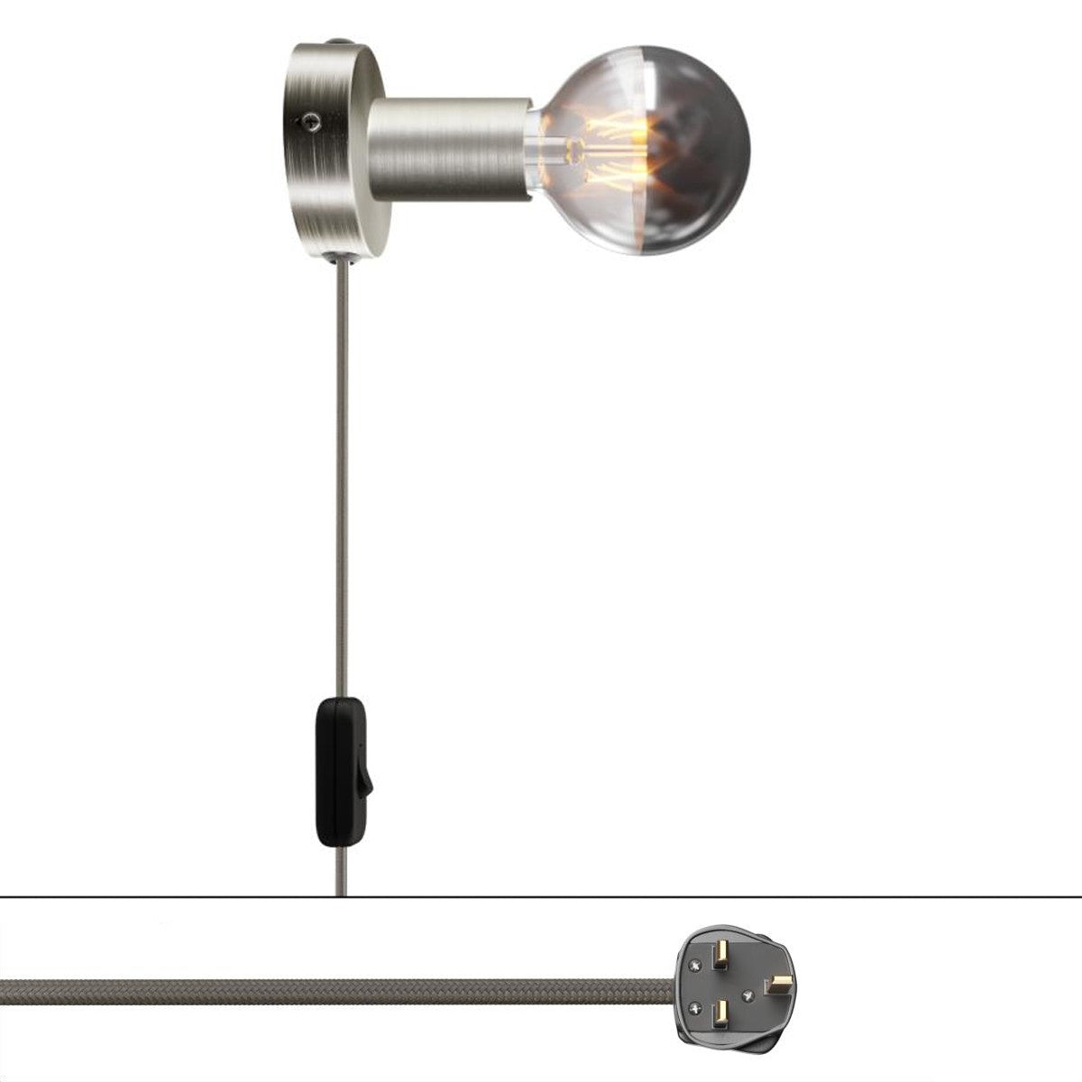 Spostaluce, nástěnná kovová lampa E27, max 53 W, 210 cm kabelu