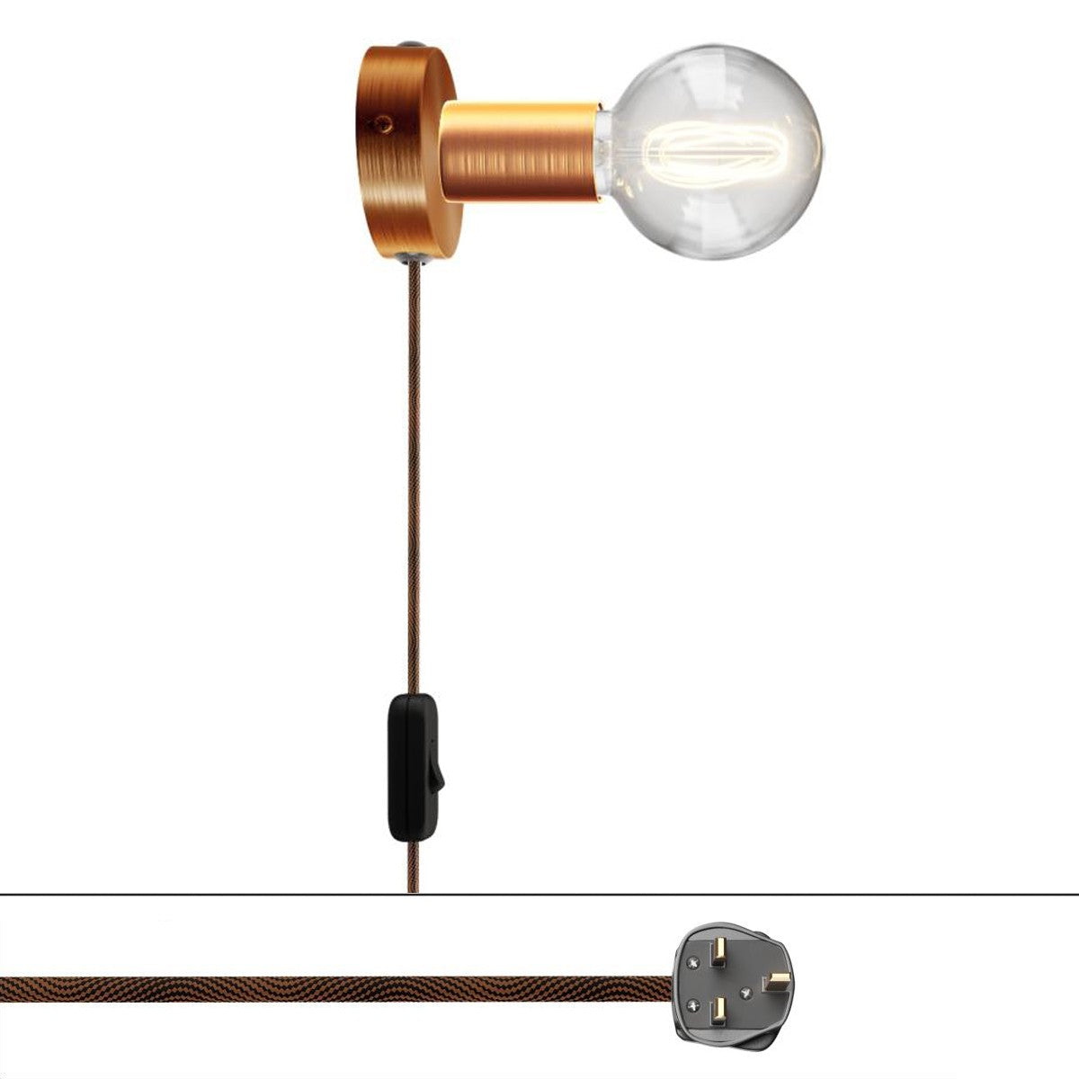 Spostaluce, nástěnná kovová lampa E27, max 53 W, 210 cm kabelu