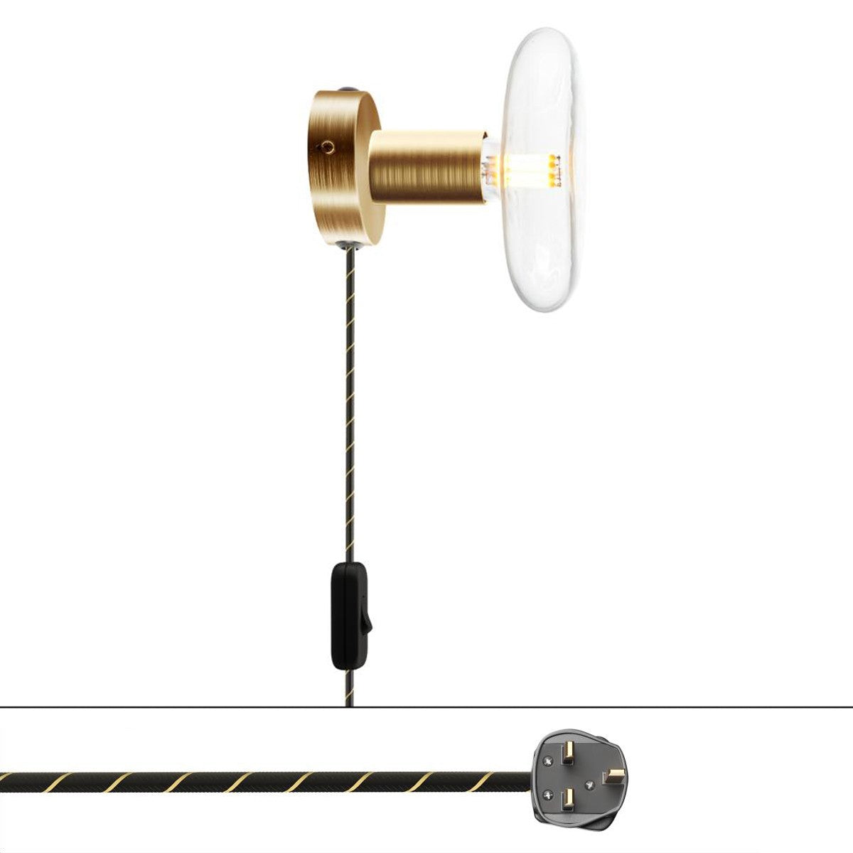 Spostaluce, nástěnná kovová lampa E27, max 53 W, 210 cm kabelu