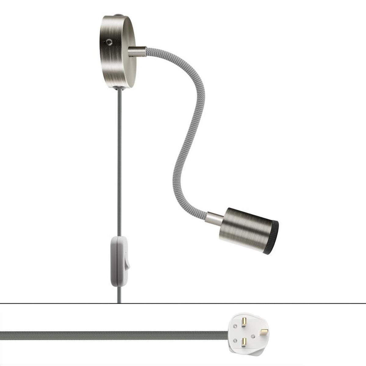 Nastavitelná nástěnná lampa Spostaluce Flex 30 s objímkou GU10, textilním kabelem 210 cm a výkonem 3,2 W