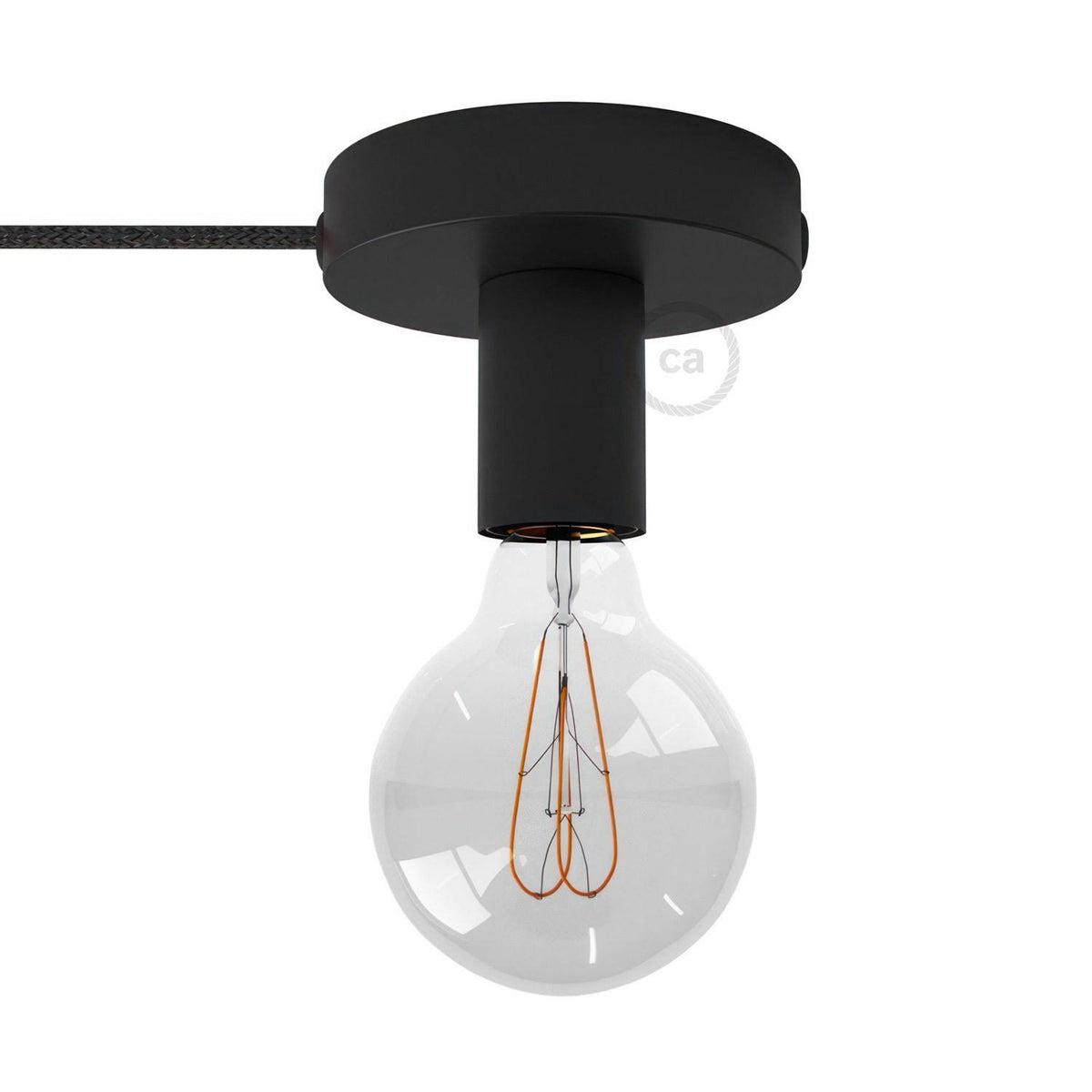 Spostaluce kovový světelný zdroj E27, průměr 12 cm, 3 m textilní kabel