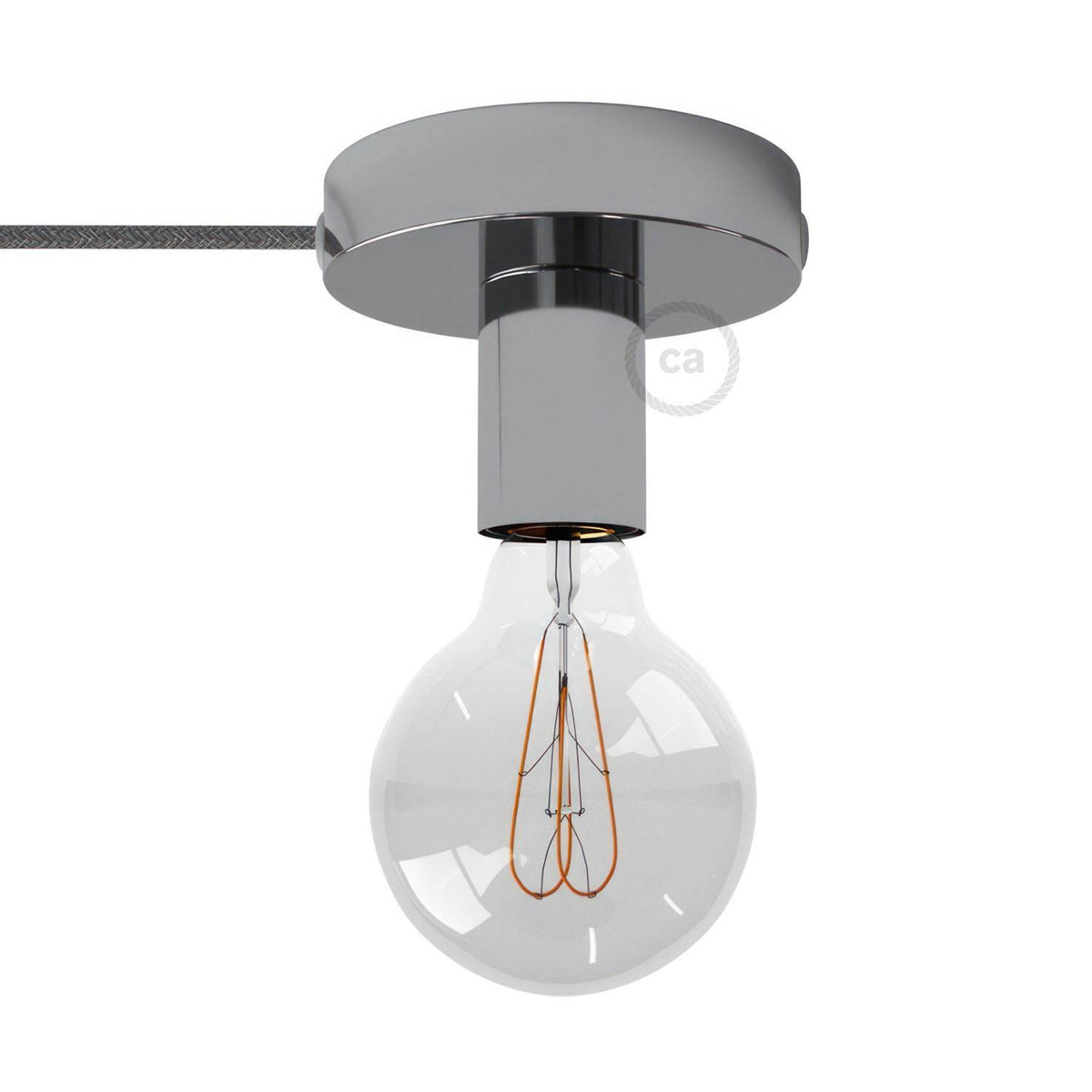 Spostaluce kovový světelný zdroj E27, průměr 12 cm, 3 m textilní kabel