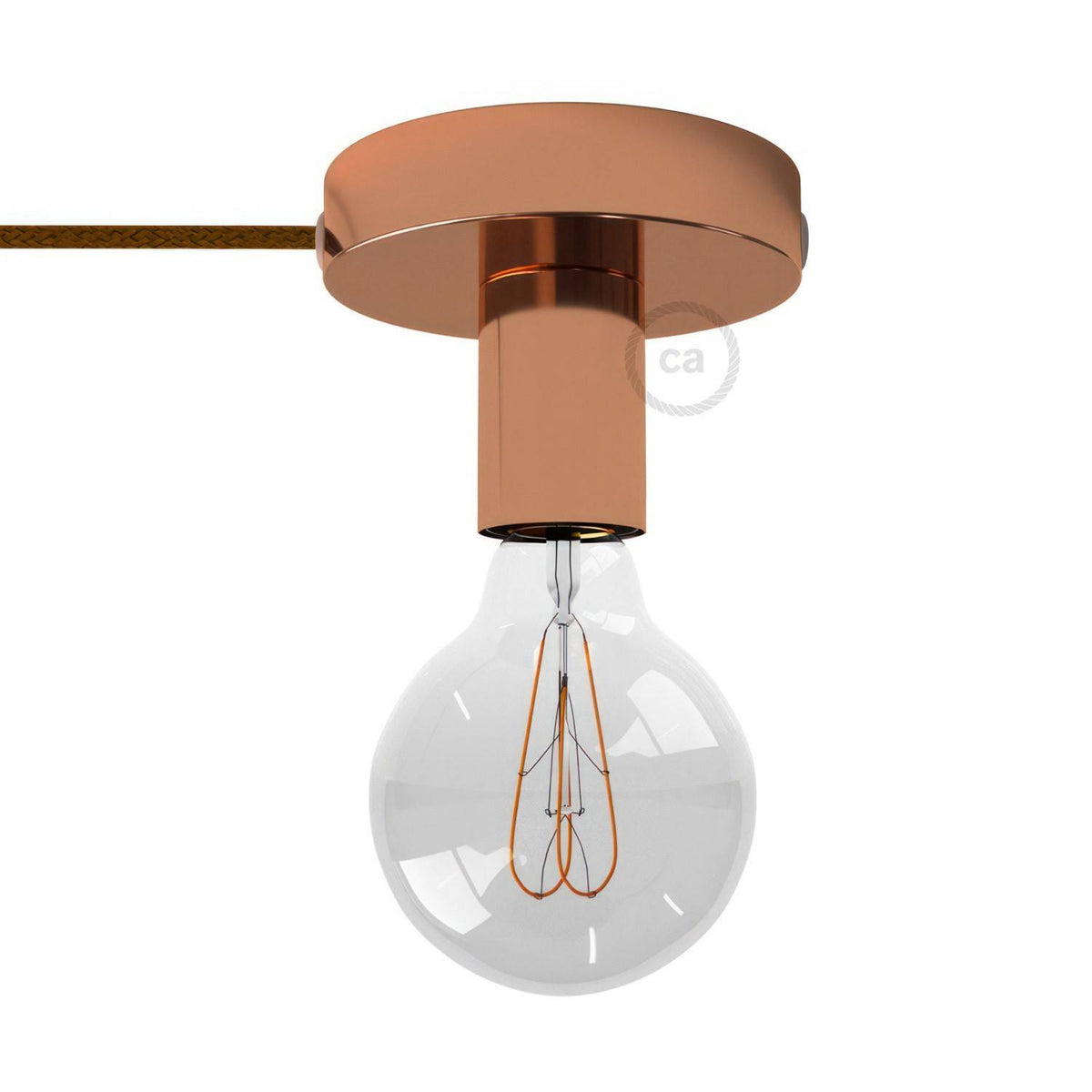 Spostaluce kovový světelný zdroj E27, průměr 12 cm, 3 m textilní kabel