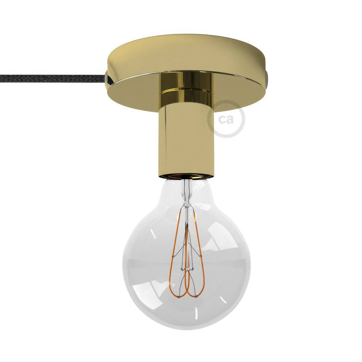 Spostaluce kovový světelný zdroj E27, průměr 12 cm, 3 m textilní kabel