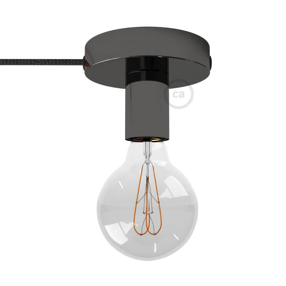 Spostaluce kovový světelný zdroj E27, průměr 12 cm, 3 m textilní kabel