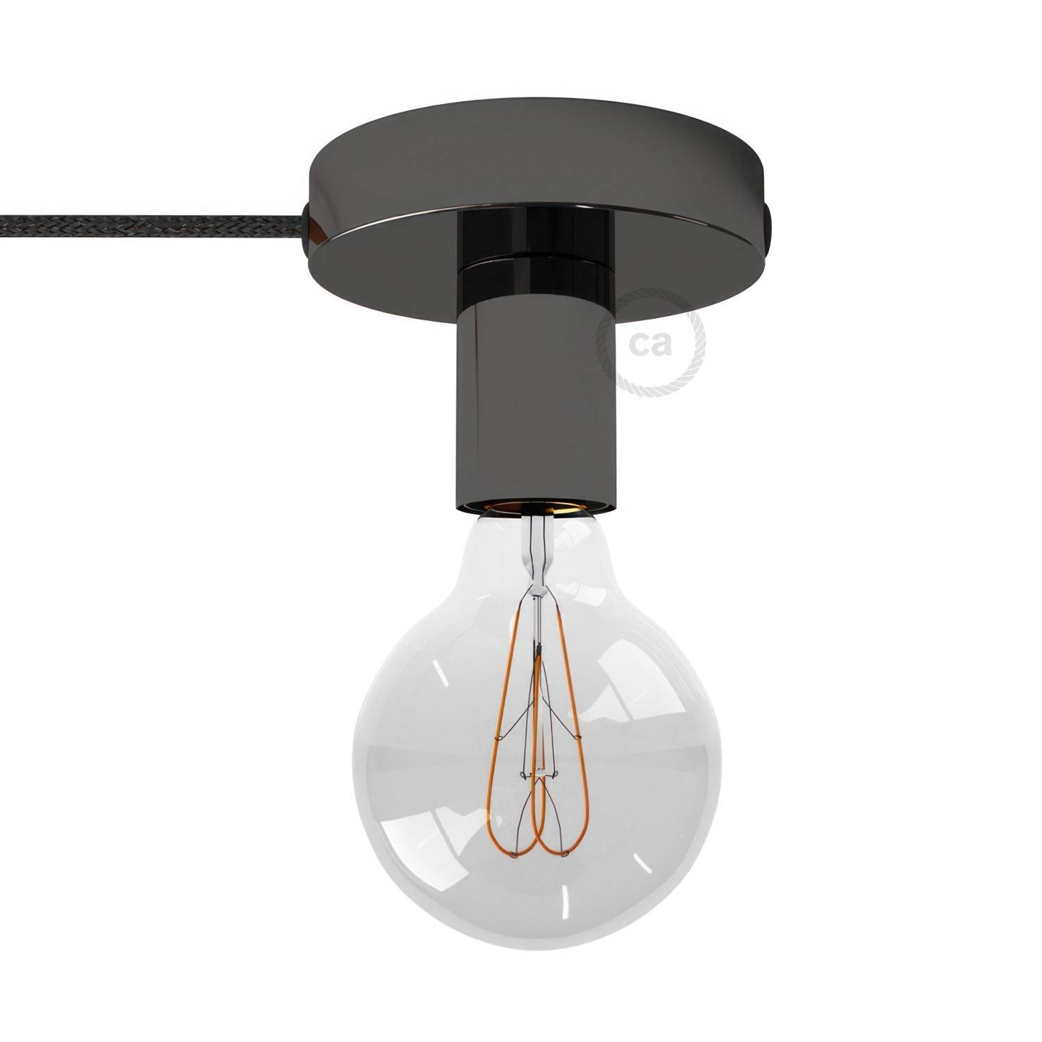 Spostaluce kovový světelný zdroj E27, průměr 12 cm, 3 m textilní kabel