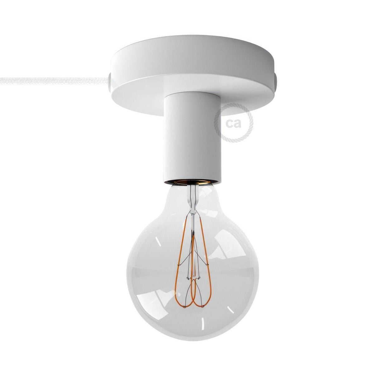 Spostaluce kovový světelný zdroj E27, průměr 12 cm, 3 m textilní kabel