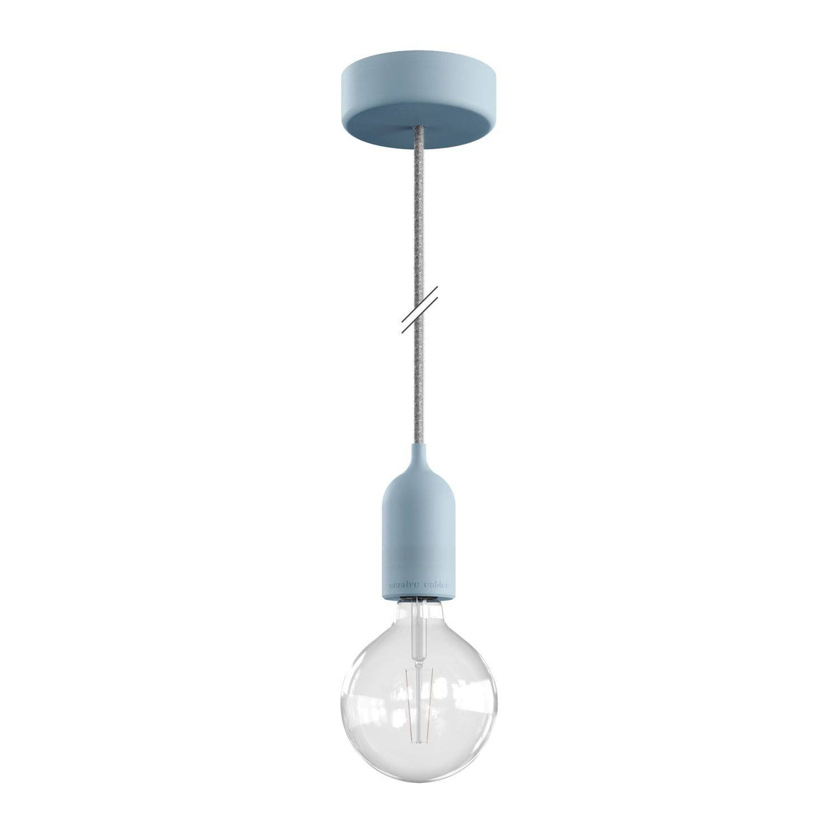 EIVA PASTEL - Voděodolná závěsná lampa IP65 s 150 cm textilním kabelem a silikonovým baldachýnem