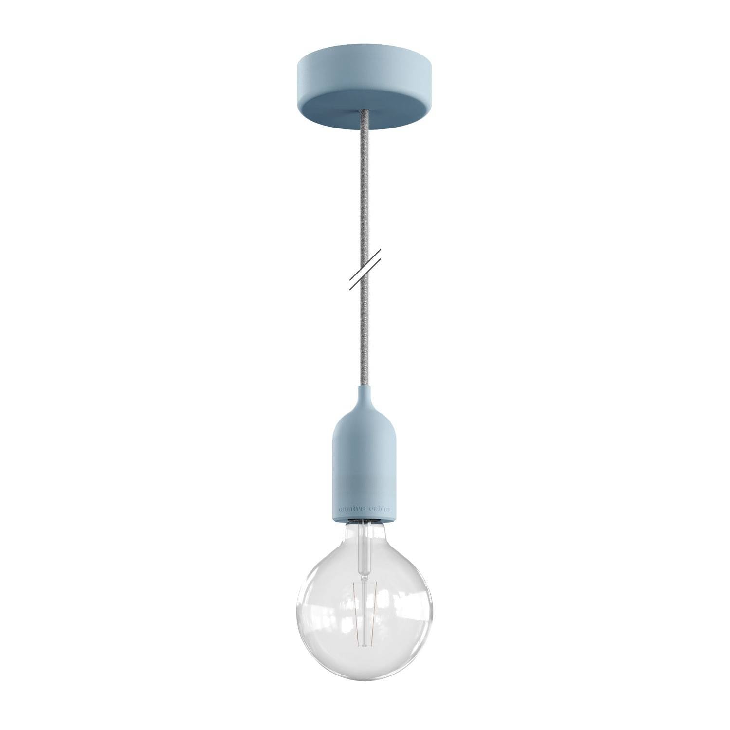 EIVA PASTEL - Voděodolná závěsná lampa IP65 s 150 cm textilním kabelem a silikonovým baldachýnem